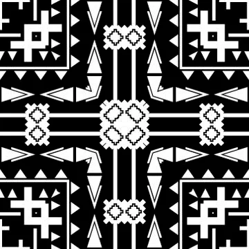 Tribal vector seamless pattern. Ethnic geometric abstract background. Black a Stock Illustration