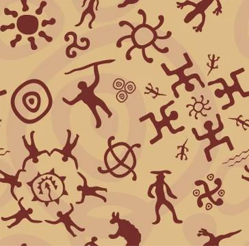 Tribal vector texture - immitation of ancient rock paintings (petroglyph) Stock Illustration