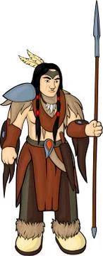 Tribal warrior with spear Illustrazione stock