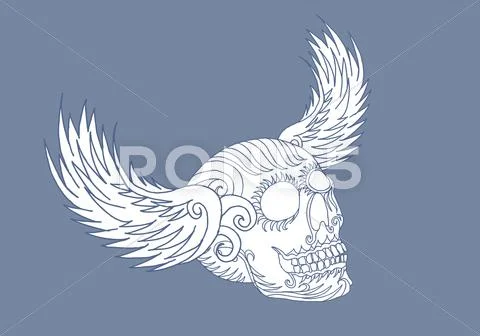 Tribal wings and skull vector art Stock Illustration