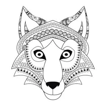 Tribal wolf icon 스톡 일러스트