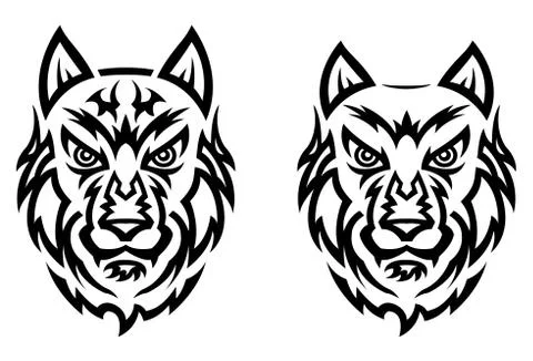 Tribal wolf tattoo Stock Illustration