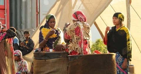 Tribal Workers Drinking Tea Stock Footage 326981017