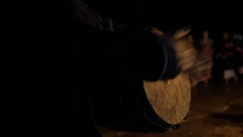 Tribe Banging Drums Stock Footage 120545936