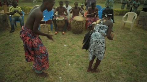 Tribes dancing in field, Ghana Stock Footage 62388343