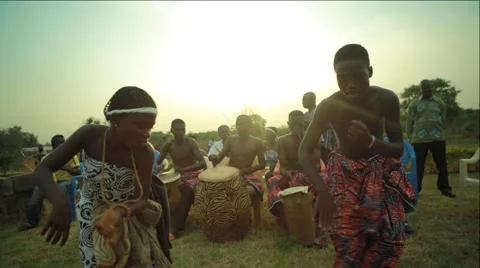 Tribes dancing in field, Ghana Stock Footage 62388358