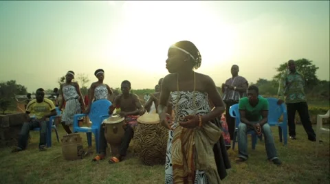 Tribes dancing in field, Ghana Stock Footage 62388363