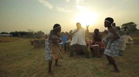 Tribes dancing in field, Ghana Stock Footage 62388366
