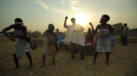 Tribes dancing in field, Ghana Stock Footage 62388369