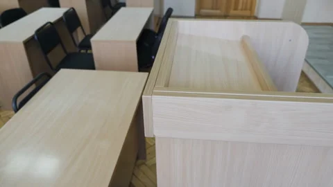 Tribune In Hall For Presentations Stock Footage 164685326