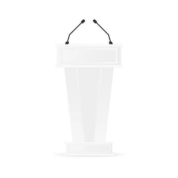 Tribune Isolated Vector. White Clean Podium Tribune Rostrum Stand. With Micro Stock Illustration