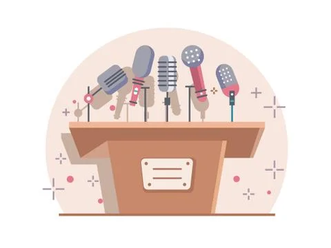 Tribune with microphones Stock Illustration