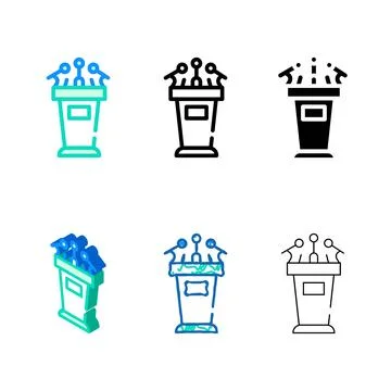 Tribune for pack interview color icon vector 스톡 일러스트