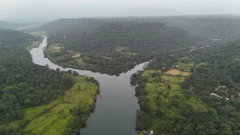 Tributaries of river merging into one  Stock Photos