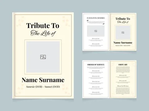 Tribute to Life Funeral Program Template | Elegant Memorial Brochure Design Stock Illustration