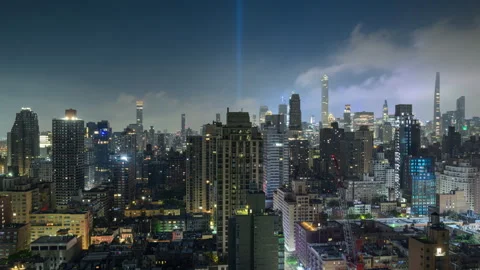 Tribute in Light 9/11 Memorial Stock Footage 284460207
