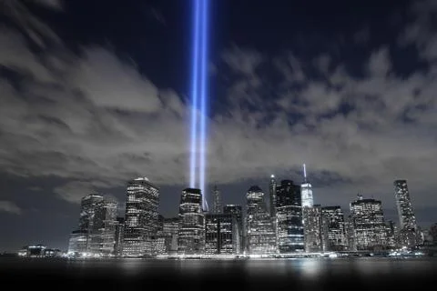 Tribute in light 9/11 Stock Photos