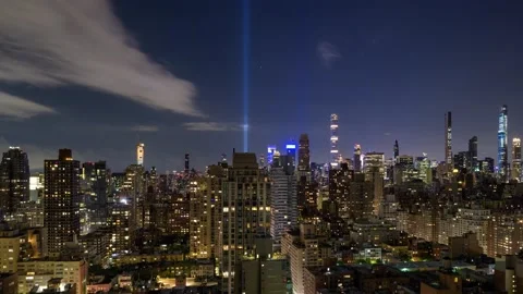 Tribute in Light Cityscape Short Stock Footage 139692148