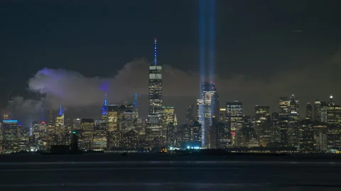 Tribute in Light Display Timelapse Zoom Out Stock Footage 250655490