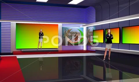 Tricaster Psd TV Studio Set for Election Modello PSD