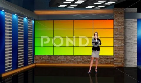 Tricaster Psd TV Studio Set for Election PSD Template