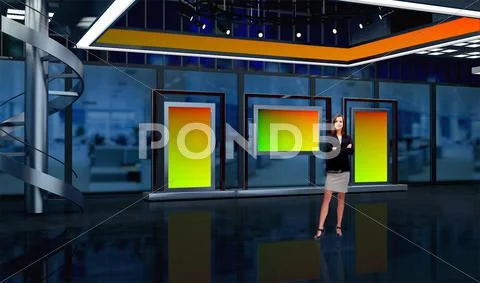 Tricaster Psd TV Studio Set for Election PSD Template