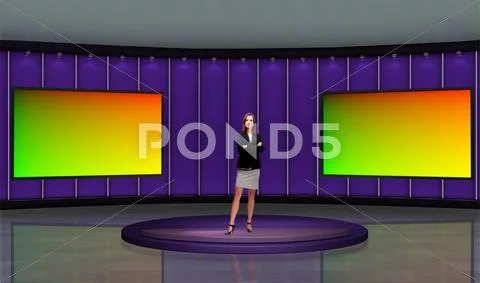 Tricaster Psd TV Studio Set for Business 008 PSD Template