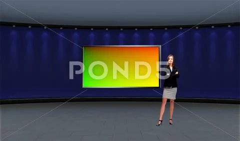 Tricaster Psd TV Studio Set for Business 009 PSD Template