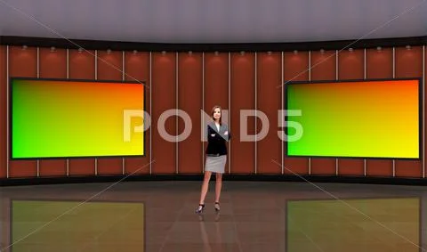Tricaster Psd TV Studio Set for Business 011 PSD Template