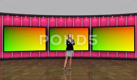 Tricaster Psd TV Studio Set for Business 012 PSD Template