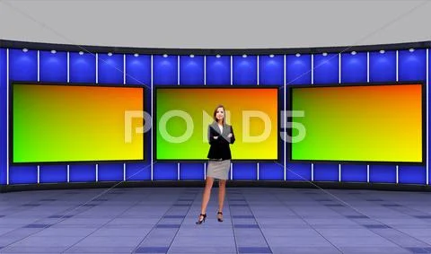 Tricaster Psd TV Studio Set for Business 013 PSD Template