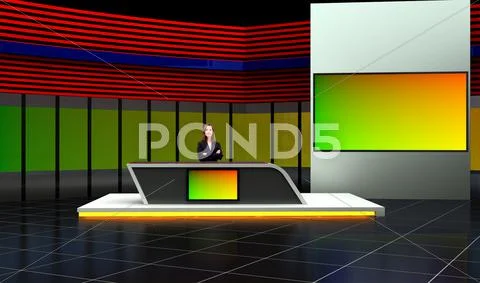 Tricaster Psd TV Studio Set for Business 016 PSD Template