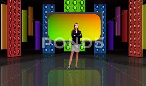 Tricaster Psd TV Studio Set for Entertainment-02 PSD Template