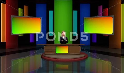 Tricaster Psd TV Studio Set for Entertainment-03 PSD Template