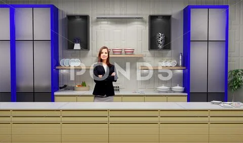 Tricaster Psd TV Studio Set for Cookery Show PSD Template