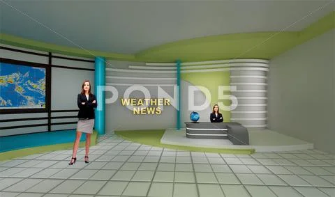 Tricaster Psd TV Studio Set for Weather PSD Template