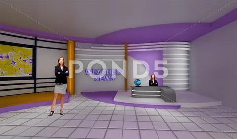 Tricaster Psd TV Studio Set for Weather PSD-sjabloon