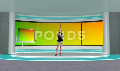 Tricaster Psd TV Studio Set for Weather PSD Template