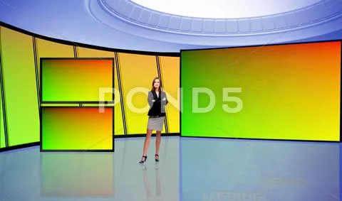 Tricaster Psd TV Studio Set for Weather PSD Template