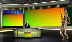 Tricaster Psd TV Studio Set for Sports PSD Template