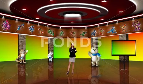 Tricaster Psd TV Studio Set for Sports PSD Template