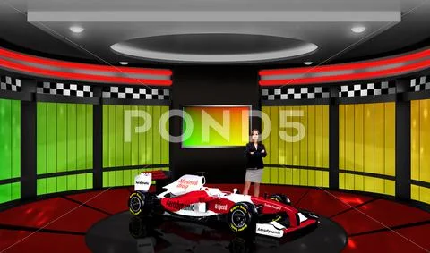 Tricaster Psd TV Studio Set for Sports PSD Template