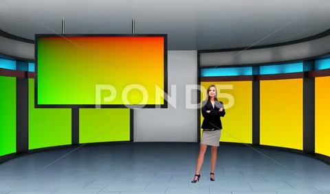Tricaster Psd Tv Studio Set for Education 003 PSD Template