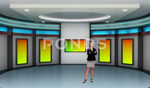 Tricaster Psd Tv Studio Set for Education 004 PSD Template