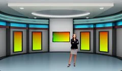 Tricaster Psd Tv Studio Set for Education PSD Template