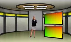 Tricaster Psd TV Studio Set for Education PSD Template
