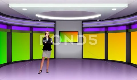 Tricaster Psd TV Studio Set for Education 015 PSD Template