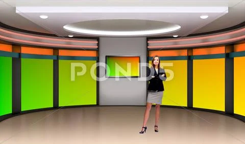 Tricaster Psd TV Studio Set for Education 016 PSD Template