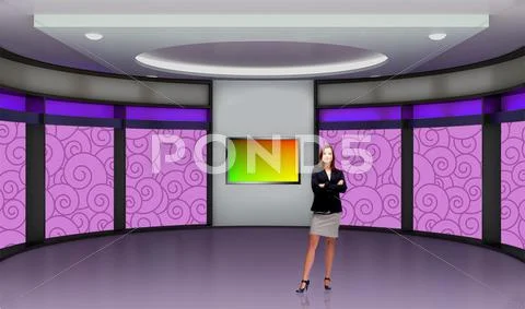 Tricaster Psd TV Studio Set for Talkshow PSD Template