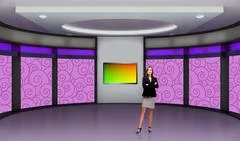 Tricaster Psd TV Studio Set for Talkshow PSD Template